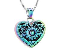 ZEZILE Tournesol crémation bijoux coeur urne collier pour cendres en acier inoxydable Mémorial humain animal de compagnie cendres pendentif souvenir