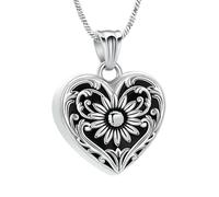 ZEZILE Tournesol crémation bijoux coeur urne collier pour cendres en acier inoxydable Mémorial humain animal de compagnie cendres pendentif souvenir