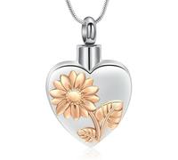 ZEZILE Tournesols crémation bijoux coeur urne collier pour cendres en acier inoxydable mémorial cendres souvenirs bijoux pour hommes femmes