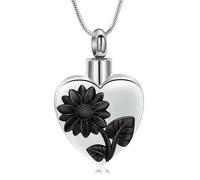 ZEZILE Tournesols crémation bijoux coeur urne collier pour cendres en acier inoxydable mémorial cendres souvenirs bijoux pour hommes femmes