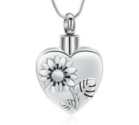 ZEZILE Tournesols crémation bijoux coeur urne collier pour cendres en acier inoxydable mémorial cendres souvenirs bijoux pour hommes femmes