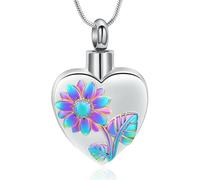 ZEZILE Tournesols crémation bijoux coeur urne collier pour cendres en acier inoxydable mémorial cendres souvenirs bijoux pour hommes femmes