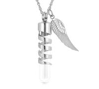 ZEZILE Tube de verre cylindre crémation bijoux pour cendres urne en acier inoxydable collier mémorial bijoux cendres porte-pendentif pour hommes femmes