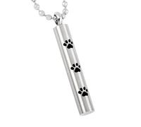 ZEZILE tube forme crémation urne pendentif pour animal de compagnie en acier inoxydable patte impression cylindre souvenir mémorial cendres collier unisexe