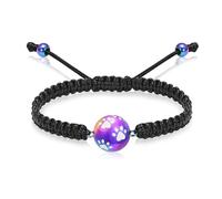 ZEZILE Urne Bracelet pour cendres boule crémation bijoux patte impression souvenir réglable tressé corde Memorial Pet Ash Bracelet pour femmes hommes