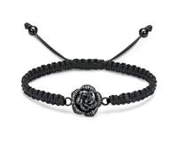 ZEZILE Urne Bracelet pour Cendres Roseflower Crémation Bijoux en acier inoxydable Souvenir Mémorial Bracelet en corde tressée réglable pour les femmes