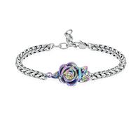ZEZILE Urne Bracelet pour Cendres Roseflower Crémation Bijoux pour Femmes Hommes Acier inoxydable Réglable Souvenir Memorial Bracelet Bijoux