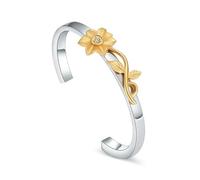 ZEZILE Urne Bracelet pour cendres tournesol crémation Bracelet en acier inoxydable souvenir ouvrable manchette Memorial cendres bijoux pour femmes hommes