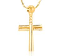 ZEZILE Urne Collier Croix Collier Pendentif en acier inoxydable Baseball Batte Croix Collier Crémation Bijoux