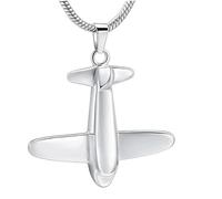ZEZILE Urne collier pour cendres avion crémation bijoux en acier inoxydable souvenir urne commémorative bijoux cendres pendentif pour femmes hommes