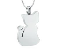 ZEZILE Urne collier pour cendres chat crémation bijoux en acier inoxydable cendres pendentif chat animal de compagnie souvenir urne commémorative bijoux pour femmes hommes