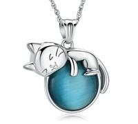 ZEZILE Urne collier pour cendres chat pierre de lune crémation bijoux pour animaux de compagnie en acier inoxydable Memorial Urn bijoux pendentif souvenir pour femmes hommes