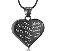 ZEZILE Urne collier pour cendres coeur crémation bijoux cristal cristal mémorial souvenir en acier inoxydable urne cendres pendentif pour hommes femmes
