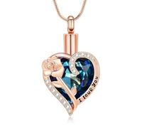 ZEZILE Urne collier pour cendres coeur crémation bijoux Roseflower en acier inoxydable cendres pendentif souvenir mémorial bijoux pour femmes hommes