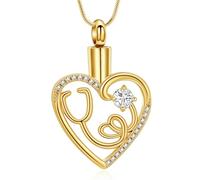 ZEZILE Urne collier pour cendres coeur cristal crémation bijoux en acier inoxydable souvenir mémorial cendres pendentif pour femmes hommes