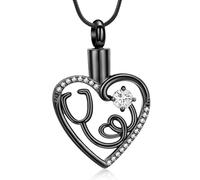 ZEZILE Urne collier pour cendres coeur cristal crémation bijoux en acier inoxydable souvenir mémorial cendres pendentif pour femmes hommes