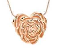 ZEZILE Urne collier pour cendres coeur Roseflower crémation bijoux en acier inoxydable souvenir bijoux commémoratifs pour femmes hommes cendres pendentif