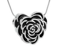 ZEZILE Urne collier pour cendres coeur Roseflower crémation bijoux en acier inoxydable souvenir bijoux commémoratifs pour femmes hommes cendres pendentif