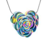 ZEZILE Urne collier pour cendres coeur Roseflower crémation bijoux en acier inoxydable souvenir bijoux commémoratifs pour femmes hommes cendres pendentif