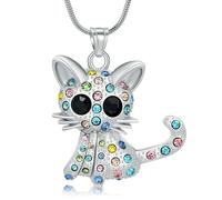 ZEZILE Urne collier pour cendres cristal chat crémation bijoux en acier inoxydable mémorial animal de compagnie chat chien cendres pendentif souvenir pour femmes hommes