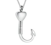 ZEZILE Urne collier pour cendres crochet de pêche crémation bijoux pour femmes hommes en acier inoxydable souvenir mémorial humain animal de compagnie cendres pendentif