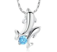 ZEZILE Urne collier pour cendres dauphin crémation bijoux en acier inoxydable cendres pendentif pour femmes hommes cristal souvenir bijoux commémoratifs