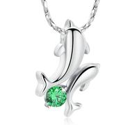 ZEZILE Urne collier pour cendres dauphin crémation bijoux en acier inoxydable cendres pendentif pour femmes hommes cristal souvenir bijoux commémoratifs