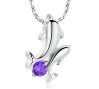 ZEZILE Urne collier pour cendres dauphin crémation bijoux en acier inoxydable cendres pendentif pour femmes hommes cristal souvenir bijoux commémoratifs