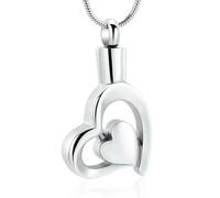 ZEZILE Urne collier pour cendres Double coeur crémation bijoux pour femmes hommes en acier inoxydable urne médaillon souvenir mémorial cendres bijoux