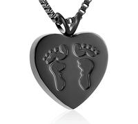 ZEZILE Urne collier pour cendres empreinte de pied crémation bijoux coeur en acier inoxydable souvenir Memorial pendentif en cendre pour hommes femmes cadeaux
