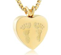 ZEZILE Urne collier pour cendres empreinte de pied crémation bijoux coeur en acier inoxydable souvenir Memorial pendentif en cendre pour hommes femmes cadeaux
