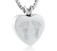 ZEZILE Urne collier pour cendres empreinte de pied crémation bijoux coeur en acier inoxydable souvenir Memorial pendentif en cendre pour hommes femmes cadeaux