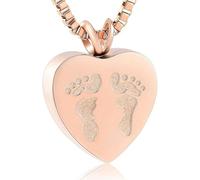 ZEZILE Urne collier pour cendres empreinte de pied crémation bijoux coeur en acier inoxydable souvenir Memorial pendentif en cendre pour hommes femmes cadeaux