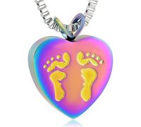 ZEZILE Urne collier pour cendres empreinte de pied crémation bijoux coeur en acier inoxydable souvenir Memorial pendentif en cendre pour hommes femmes cadeaux