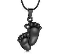 ZEZILE Urne collier pour cendres empreinte de pied crémation bijoux en acier inoxydable pendentif en cendre pour femmes hommes Memorial collier souvenir bijoux