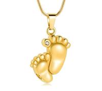 ZEZILE Urne collier pour cendres empreinte de pied crémation bijoux en acier inoxydable pendentif en cendre pour femmes hommes Memorial collier souvenir bijoux