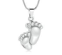 ZEZILE Urne collier pour cendres empreinte de pied crémation bijoux en acier inoxydable pendentif en cendre pour femmes hommes Memorial collier souvenir bijoux