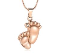 ZEZILE Urne collier pour cendres empreinte de pied crémation bijoux en acier inoxydable pendentif en cendre pour femmes hommes Memorial collier souvenir bijoux