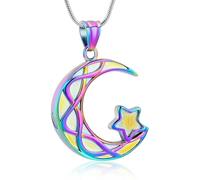 ZEZILE Urne collier pour cendres en acier inoxydable crémation bijoux étoile lune cendres pendentif souvenir Memorial cendres collier pour femmes hommes