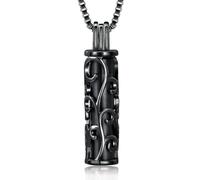 ZEZILE Urne collier pour cendres en acier inoxydable cylindre creux médaillon crémation bijoux souvenir souvenir cadeau commémoratif pour les femmes hommes