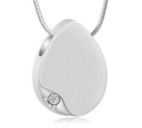 ZEZILE Urne collier pour cendres gouttelettes d’eau crémation bijoux en acier inoxydable cendres pendentif souvenir bijoux commémoratifs pour femmes hommes