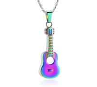 ZEZILE Urne collier pour cendres guitare crémation bijoux en acier inoxydable cendres pendentif pour femmes hommes souvenir mémorial cendres collier