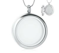 ZEZILE Urne collier pour cendres Photo verre crémation bijoux en acier inoxydable cendres pendentif de femmes hommes rond souvenir mémorial bijoux