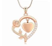 ZEZILE Urne collier pour cendres Rose fleur crémation bijoux pour cendres coeur cendre pendentif pour femmes cristal souvenir urne bijoux