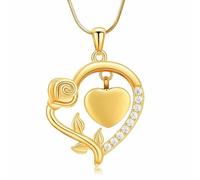 ZEZILE Urne collier pour cendres Rose fleur crémation bijoux pour cendres coeur cendre pendentif pour femmes cristal souvenir urne bijoux
