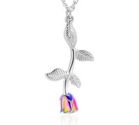 ZEZILE Urne collier pour cendres Roseflower crémation bijoux en acier inoxydable cendres pendentif pour femmes hommes souvenir mémorial cendres bijoux