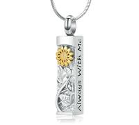 ZEZILE Urne collier pour cendres tournesol crémation bijoux bar en acier inoxydable Memorial souvenir urne pendentif en cendres pour hommes femmes cadeaux