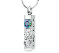 ZEZILE Urne collier pour cendres tournesol crémation bijoux bar en acier inoxydable Memorial souvenir urne pendentif en cendres pour hommes femmes cadeaux
