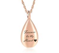 ZEZILE Urne colliers pour cendres goutte d’eau cristal pendentif médaillon en acier inoxydable souvenir mémorial cendre bijoux gravure personnalisée