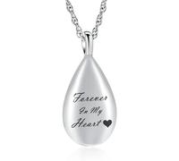 ZEZILE Urne colliers pour cendres goutte d’eau cristal pendentif médaillon en acier inoxydable souvenir mémorial cendre bijoux gravure personnalisée